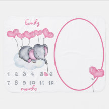 Elefant auf Cloud Personalisiert Girl Milestone