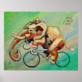 Elefant auf einem Fahrrad II Poster