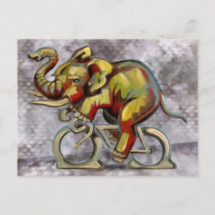 Elefant auf einem Fahrrad Postkarte