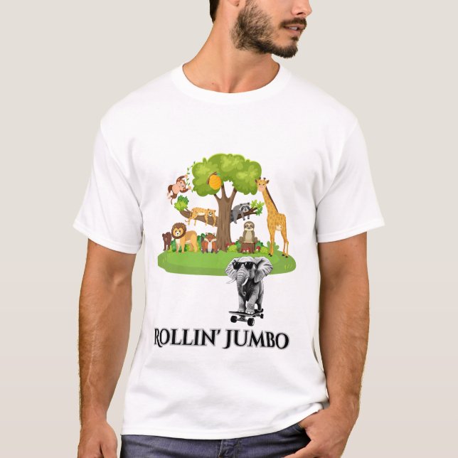 Elefant auf einem Skateboard T-Shirt (Vorderseite)