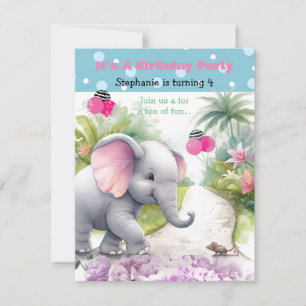 Elefant auf einer Garten-Geburtstagseinladung Einladung
