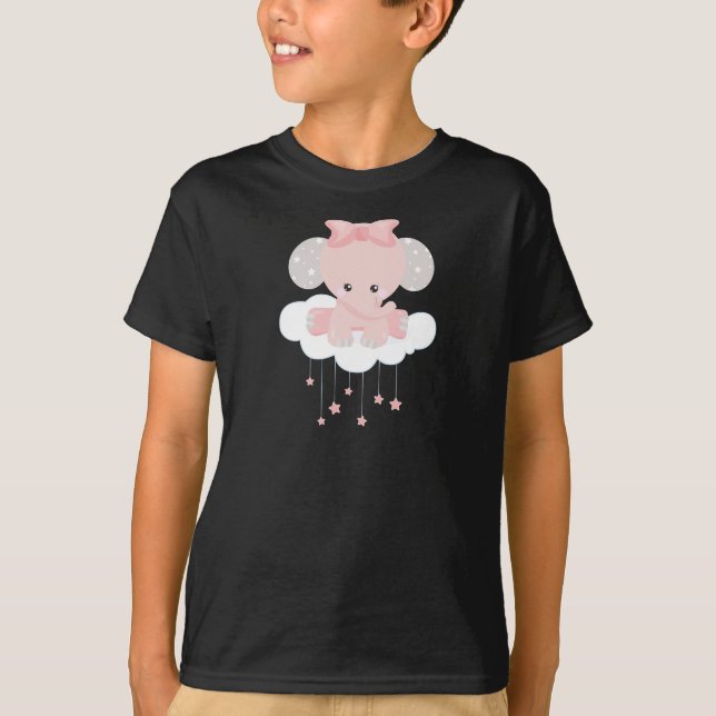 Elefant auf einer Wolke, Niedlicher Elefant, Krone T-Shirt (Vorderseite)