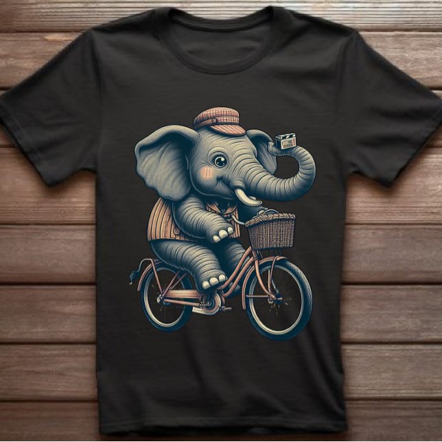 Elefant auf Fahrrad Retro-T - Shirt (Von Creator hochgeladen)