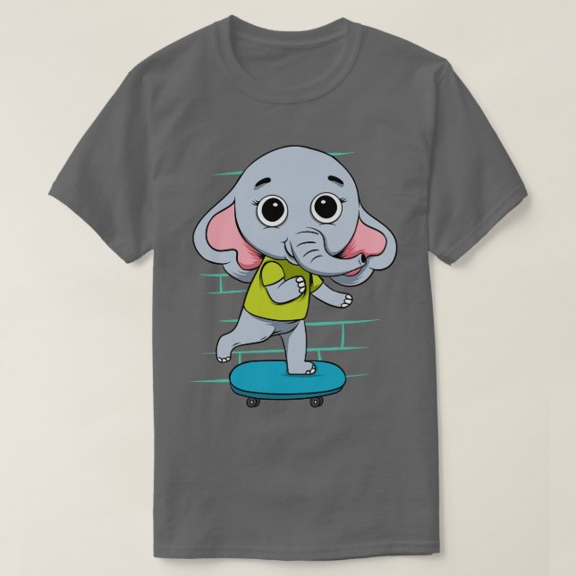 Elefant auf Skateboard T-Shirt (Design vorne)