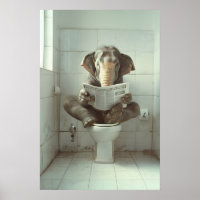 Elefant auf Toilette Druck Lustige Badezimmer-Wand