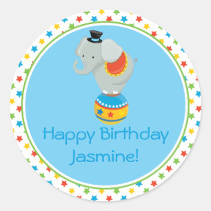 Elefant auf Zirkus-Thema   des Ball-  Runder Aufkleber