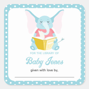 Elefant-Aufkleber für Baby-Bibliotheksbücher Quadratischer Aufkleber