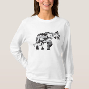 Elefant aus grauer Armeekaramouflage T-Shirt