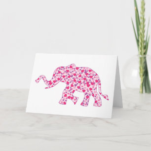 Elefant aus kleinen rosa Herzen der Liebe Karte