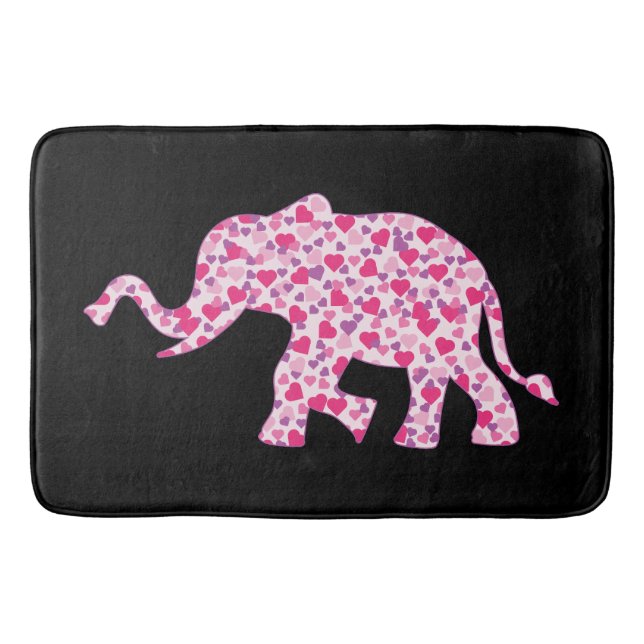 Elefant aus rosa Herzen Badematte (Vorderseite)