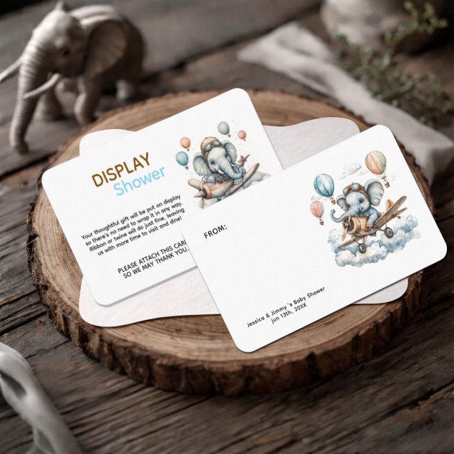 Elefant Aviator Baby Shower Display Dusche  Begleitkarte (Von Creator hochgeladen)