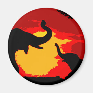 Elefant, Baby Elephant & Sunset Magnet