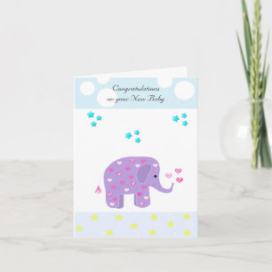 Elefant Baby Glückwünsche Karte