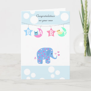Elefant Baby Glückwünsche Karte