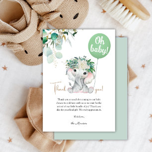 Elefant-Baby-Party Geschlechtsneutral Dankeskarte