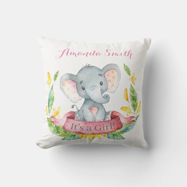 Elefant Baby Pink Kissen (Vorderseite)