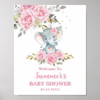 Elefant Baby Rosa Florale Babyparty Willkommen