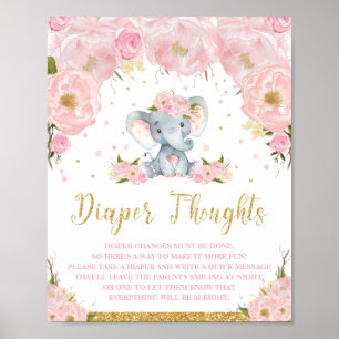 Elefant Baby Shower Aktivität Windel Gedanken Poster
