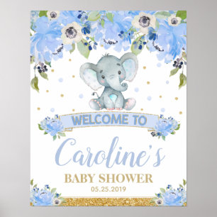 Elefant Baby Shower Baby Junge Willkommensschild P Poster
