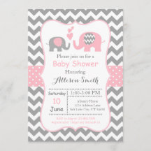 Elefant-Baby-Shower-Einladung, Chevron