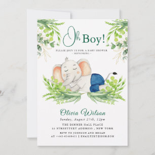 Elefant Baby Shower Einladung für einen Jungen – „