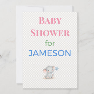 Elefant Baby Shower Einladung mit individuellem Na