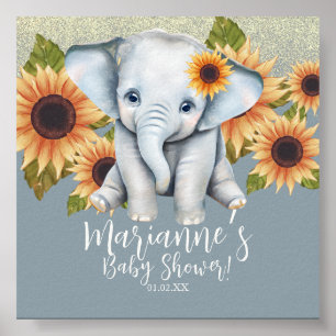Elefant Baby Shower Sonnenblume Glitter Staubblau Poster