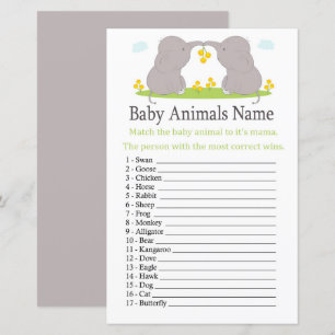 Elefant Baby-Tiere Namensspiel