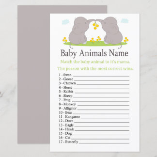Elefant Baby-Tiere Namensspiel