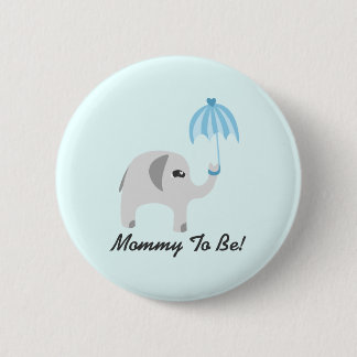 Elefant-Babyparty-Blau-Regenschirm Button