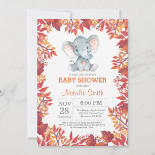 Elefant-Babyparty-Blumenfall-Herbst-Einladung Einladung