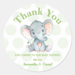 Elefant-Babyparty danken Ihnen Runder Aufkleber