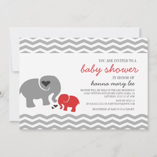 Elefant-Babyparty-Einladung Einladung (Vorderseite)