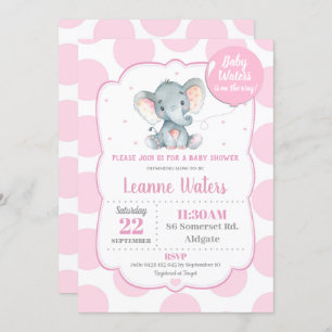 Elefant-Babyparty-Einladungs-Rosa-Mädchen Einladung