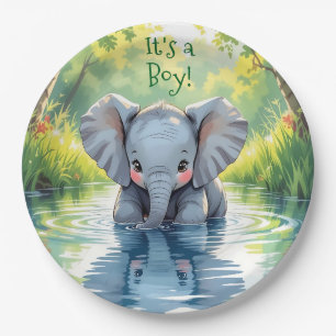 Elefant-Babyparty im Baby-Elefant-Thema Pappteller