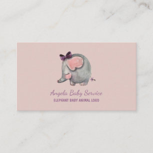 Elefant Babysitter Pink Tagesmutter Tier Visitenkarte