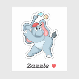 Elefant bei Baseball Aufkleber