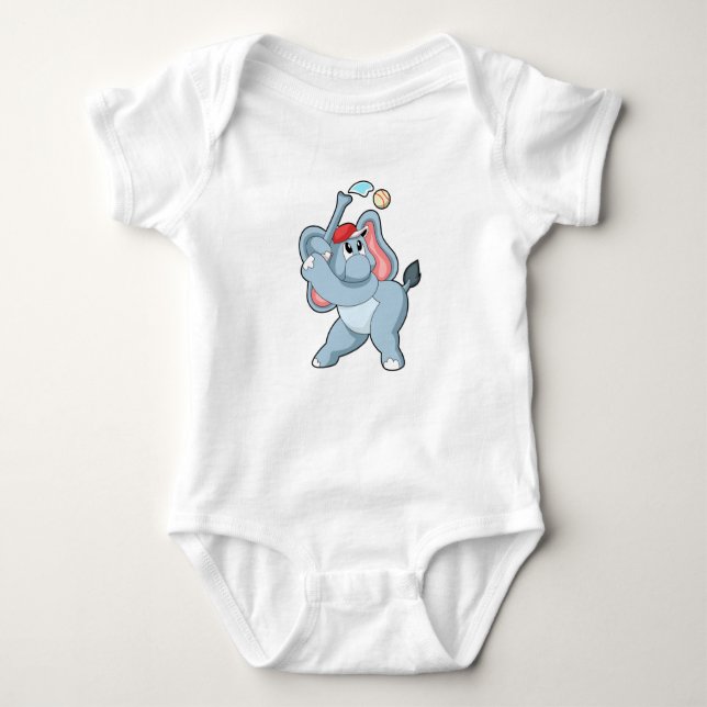 Elefant bei Baseball Baby Strampler (Vorderseite)