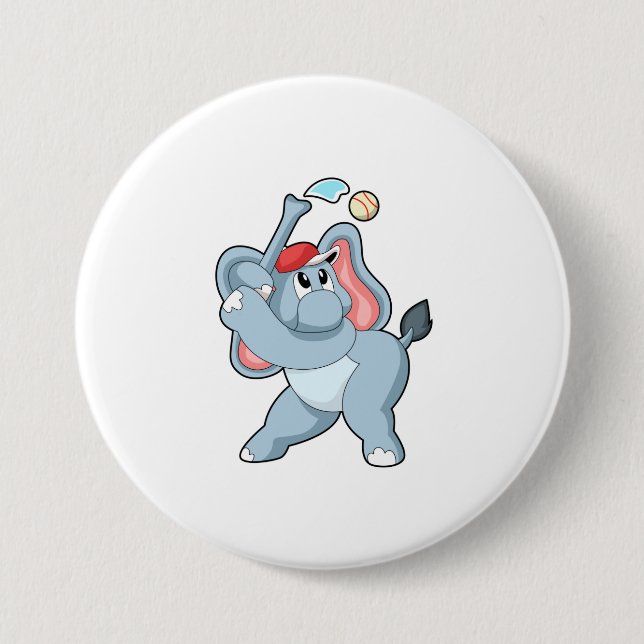 Elefant bei Baseball Button (Vorderseite)