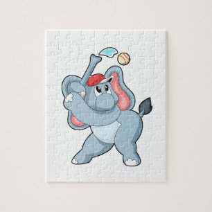 Elefant bei Baseball Puzzle