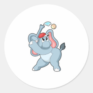 Elefant bei Baseball Runder Aufkleber