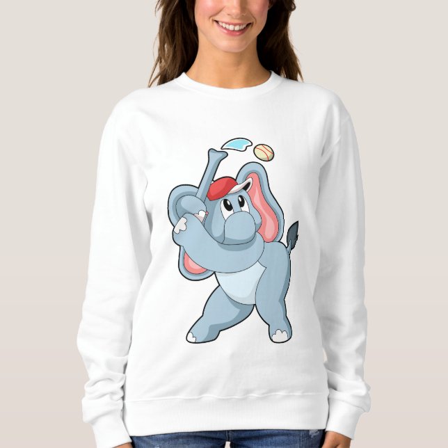 Elefant bei Baseball Sweatshirt (Vorderseite)