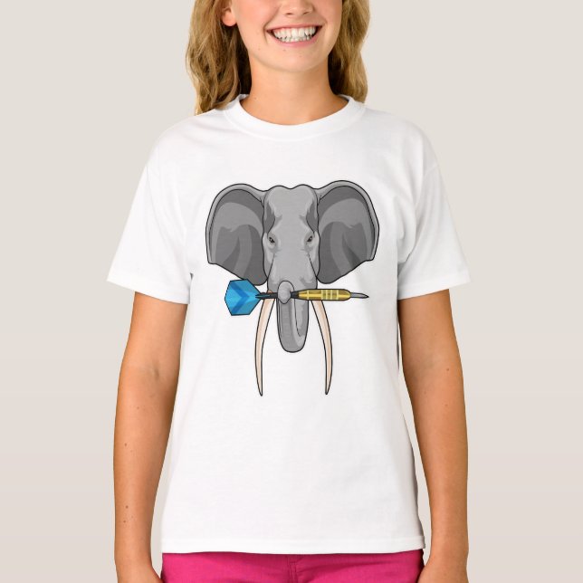 Elefant bei Darts mit Dart T-Shirt (Vorderseite)