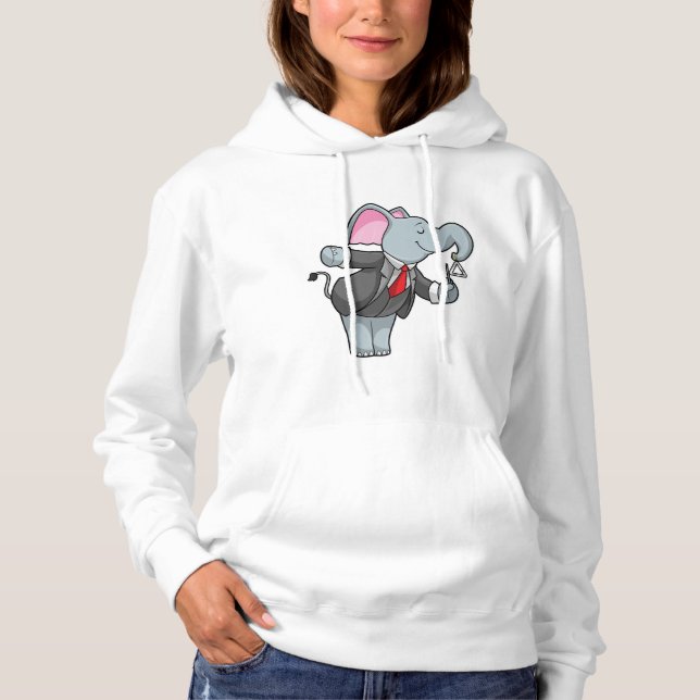 Elefant bei Musik mit Dreieck Hoodie (Vorderseite)