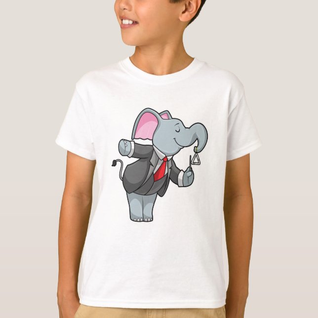 Elefant bei Musik mit Dreieck T-Shirt (Vorderseite)
