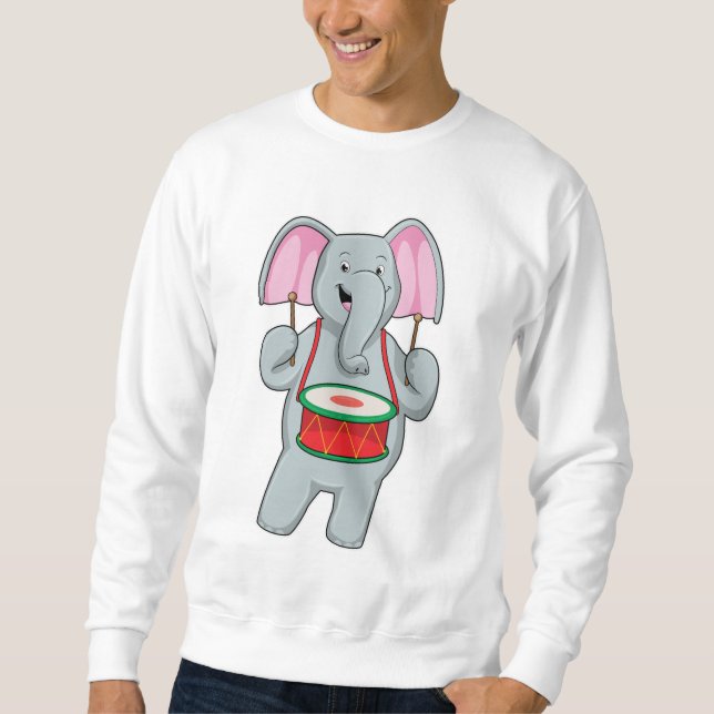 Elefant bei Musik mit Trommelmusik Sweatshirt (Vorderseite)