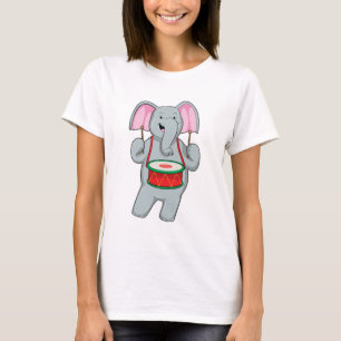 Elefant bei Musik mit Trommelmusik T-Shirt