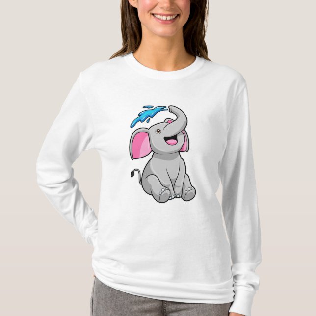 Elefant bei Splash mit Wasser T-Shirt (Vorderseite)