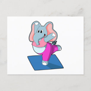 Elefant bei Yoga-Dehnübungen im Stehen Postkarte