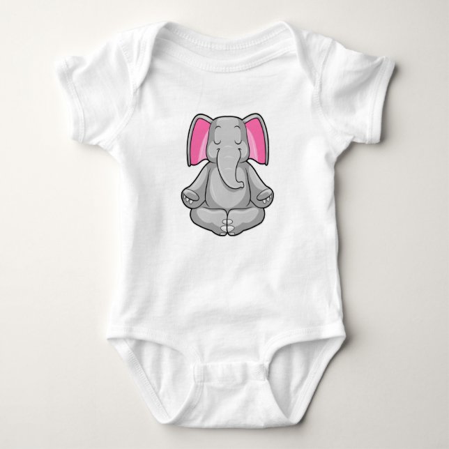 Elefant bei Yoga in Cross-Bid Baby Strampler (Vorderseite)